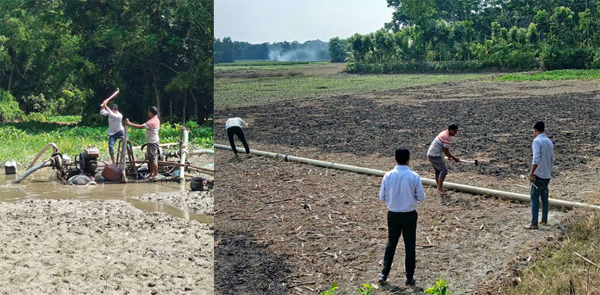 হাজীগঞ্জে অবৈধ মাটিকাটার বিরুদ্ধে অভিযান, বিকল ৩ ড্রেজার, ধ্বংস ১৫০ পাইপ